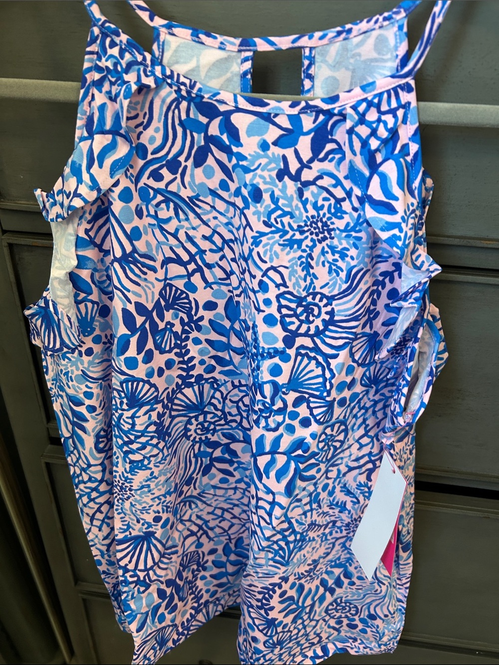 Blue and Pink Seashell Print Tank Top Billie Top